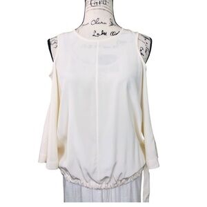 Tibi Silk Cold Shoulder Top